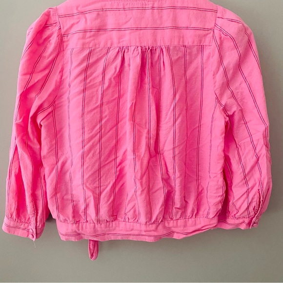 Madewell Wrap Top in Cecilia Stripe Pink Sz Small - Picture 6 of 10